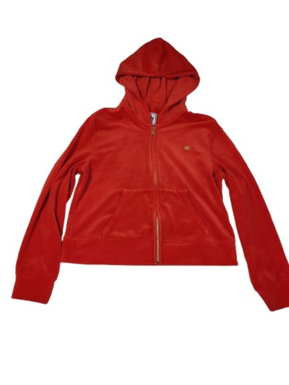 Juicy by Juicy Couture Red Velour Hoodie Track Jacket Zip Up Y2K Women's Size XL